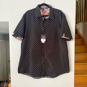 Men’s Sugar Black and White/Red Polka Dot Casual Shirt